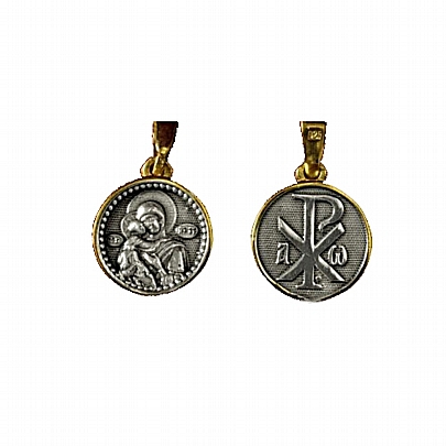 Item: Silver amulet with the Blessed Virgin E.1265, Silver amulet with the Blessed Virgin