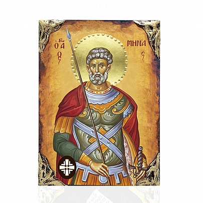 Item: Saint Menas Lithography Mount Athos EL478-26, Saint Menas Lithography Mount Athos