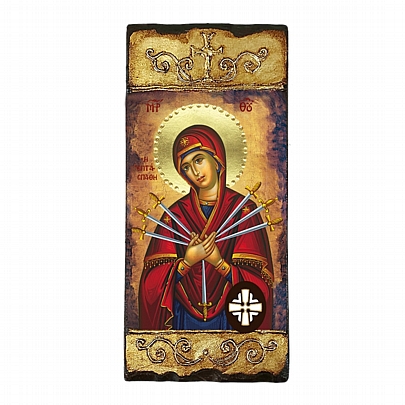 Item: Virgin Mary of the Seven Swords| LITHOGRAPHY Mount Athos E3450, Virgin Mary of the Seven Swords| LITHOGRAPHY Mount Athos