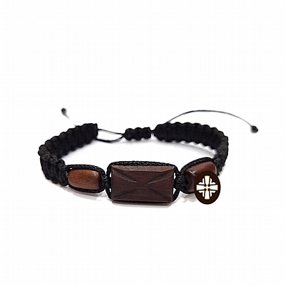 Item: Black Bracelet with Wooden Cross
E.2291, Black Bracelet with Wooden Cross