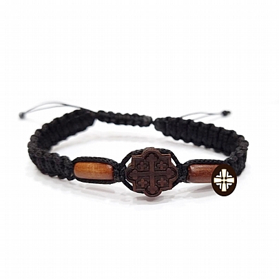 Item: Black Bracelet with Wooden Cross
E.2292, Black Bracelet with Wooden Cross