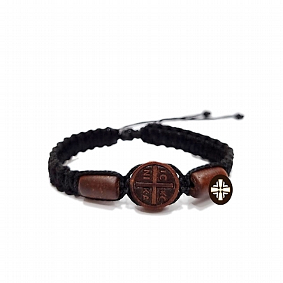 Item: Black Bracelet with Wooden Cross
E.2293, Black Bracelet with Wooden Cross