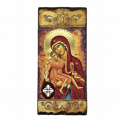 Item: Theotokos Axion Esti | LITHOGRAPHY Mount Athos EV244, Theotokos Axion Esti | LITHOGRAPHY Mount Athos