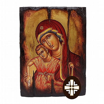 Item: Theotokos Axion Esti |Serigraph on Naturally Aged Wood | Mount Athos E249, Theotokos Axion Esti |Serigraph on Naturally Aged Wood | Mount Athos