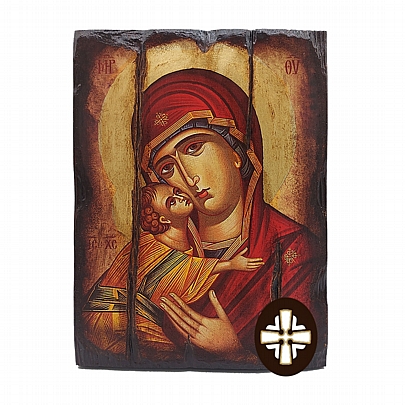 Item: Virgin Mary Glykofilousa | Serigraph on Naturally Aged Wood | Mount Athos E249-2, Virgin Mary Glykofilousa | Serigraph on Naturally Aged Wood | Mount Athos
