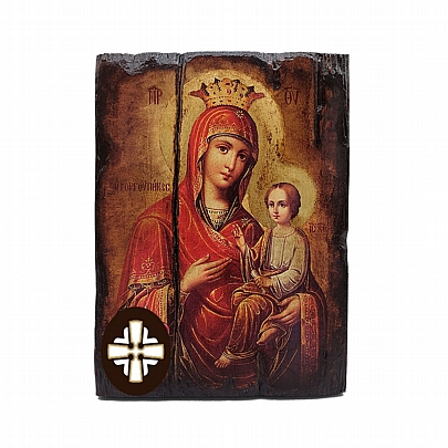 Item: Virgin Mary Gorgoepikoos | Serigraph on Naturally Aged Wood | Mount Athos E249-3, Virgin Mary Gorgoepikoos | Serigraph on Naturally Aged Wood | Mount Athos