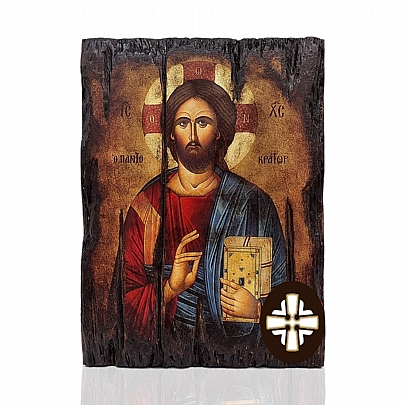 Item: Jesus Chist | Serigraph on Naturally Aged Wood | Mount Athos E249-10, Jesus Chist | Serigraph on Naturally Aged Wood | Mount Athos