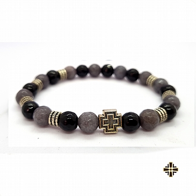 Item: Men's Saint Amulet with semi-precious stones | Mount Athos C.2744, Men's Saint Amulet with semi-precious stones | Mount Athos